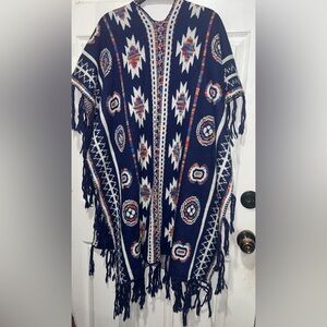 Hipster Row Tribal Aztec Sleeveless Poncho OS with fringe #boho #festival
